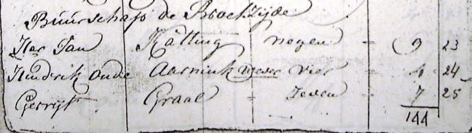 1795 Volkstelling Tilligte Hendrik Oude Aarnink Tilligte