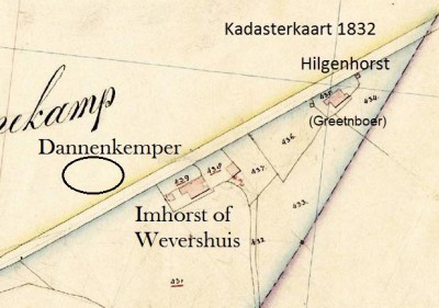 1832 Kadasterkaart 1832 Hilgenhorst en Imhorst Tilligte