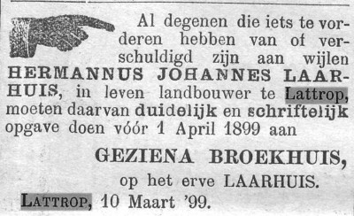 1899-03-11 Hermannus Johannes Laarhuis (Twentsche courant)