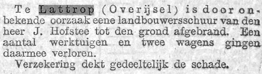 1911-03-06 Landbouwersschuur J Hofstee afgebrand Het nieuws van den dag