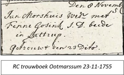 23-11-1755 C trouwboek ootmarssum Jan Morshuis wedr en Fenne Gosink