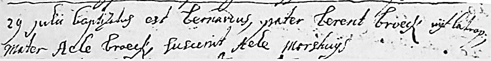 29 juli 1727 RC doopboek Ootmarssum Bernardus Broeck Lattrop