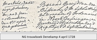 Berend Gerrijdsen van Bussink Lattrup NG trouwboek Denekamp 4 april 1728