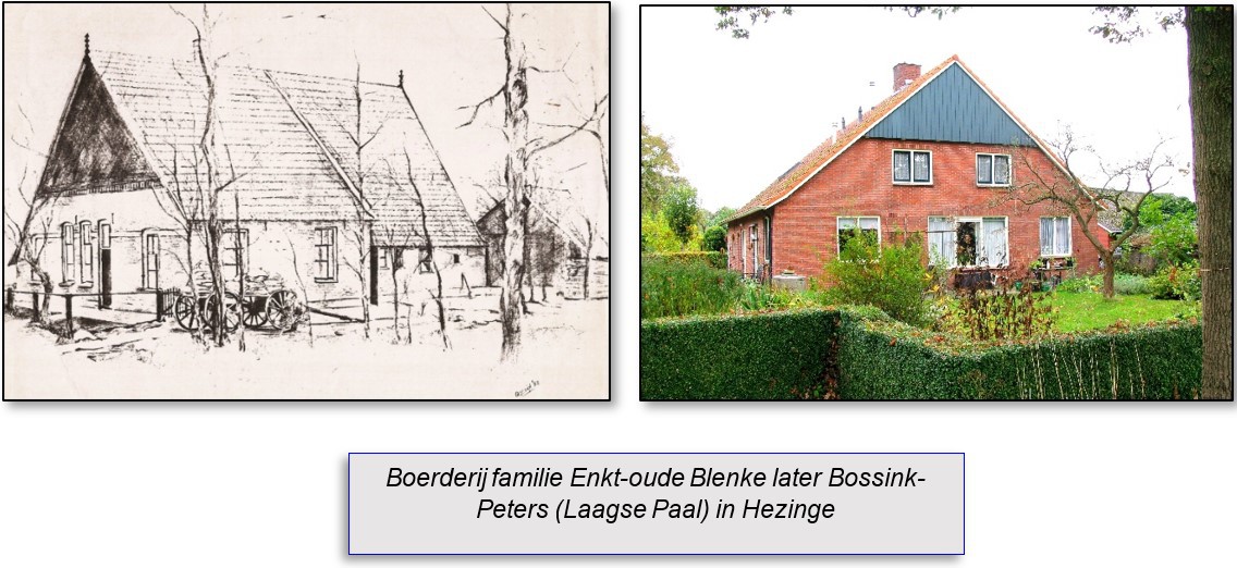 Boerderij familie Enkt-oude Blenke later Bossink-Peters bij Laagse Paal in Hezinge
