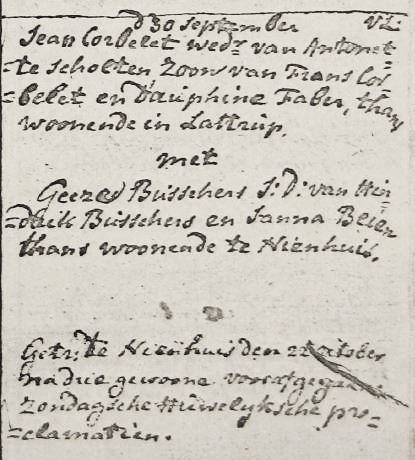 Corbelet Jean en Geeze Busschers Otr 30-09-1792 Tr 22-10-1792