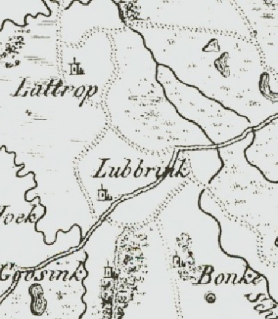 De Krayenhof landkaart 1829 Lubbrink Lattrop