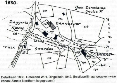 Detailkaart Dingeldein 1830 Zeggert Noord Deurningen