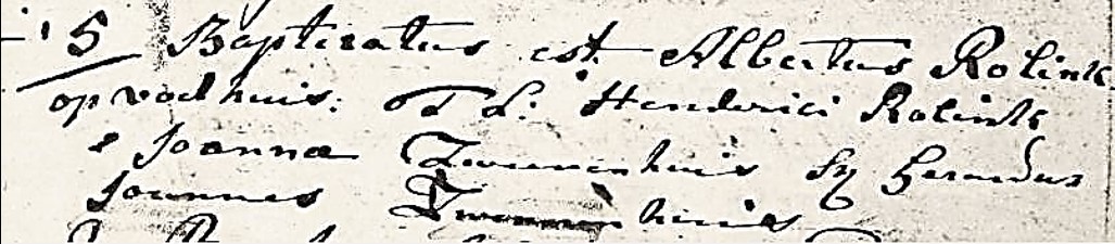 Doopboek Ootmarssum Albertus Rolink op Voethuis Lattrop 05-11-1809