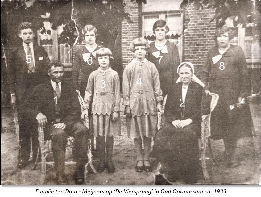 Familie ten Dam - Meijners op 'De Viersprong' in Oud Ootmarsum ca. 1933