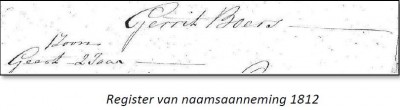 Gerrit Boers Register van naamsaanneming 1812