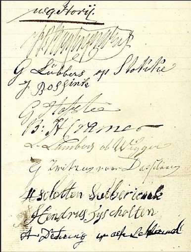 Handtekeningen akte publieke verkoop markengronden Lattrop 04-05-1844