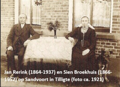 Jan Rerink (1864-1937) en Sien broekhuis (1866-1952) op Sandvoort in Tilligte (foto ca. 1921)