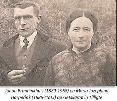 Johan Brunninkhuis (1889-1968) en Maria Jozephina Harperink (1886-1933) op Getskamp in Tilligte