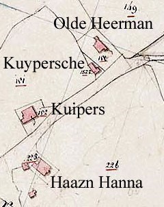Kadasterkaart 1832 Haazn Hanna en omgeving in de Mekkelhorst in Beuningen