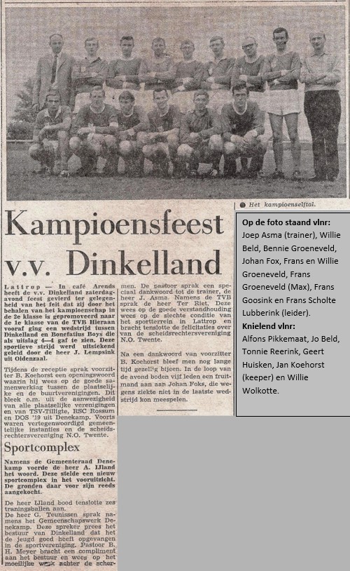 Kampioensfeest vv Dinkelland Lattrop 1e elftal