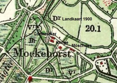 Klinge Tilligte Landkaart 1900