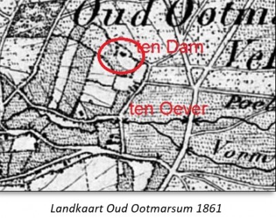 Landkaart 1861 ten Dam Oud ootmarsum 