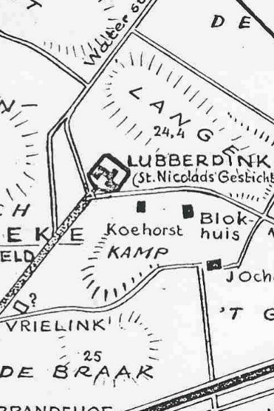 Landkaart Koehorst bij klooster in Noord deurningen