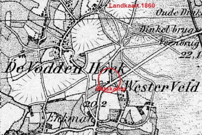 Landkaart Getskaamp e.o. Tilligte 1860