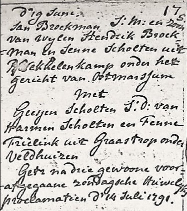 NG trouwboek Ootmarsum Jan broekman en Geesjen Scholten 14-07-1791