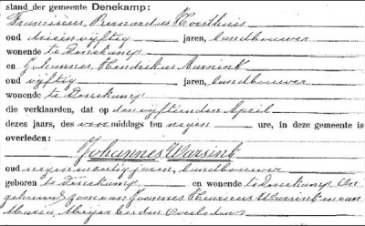 Overlijdensakte Johannes Warsink Lattrop 15-04-1933