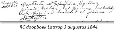 RC doopboek Lattrop 03-08-1844 Euphemia Krabbe