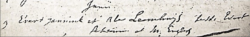 RC trouwboek Denekamp Evert jannink en Ale  Leemhuijs 9 juli 1749