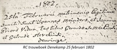 RC trouwboek Denekamp Meinders Joannes en Joanna Priors wed  25-02-1802