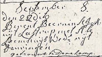 RC trouwboek Ootmarssum Ale Leemhuijs en Berent Beernink 22-09-1754