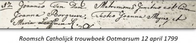 RC trouwboek Ootmarsum 12-04-1799 Joannes ten Dam en Joanna Borgreeve