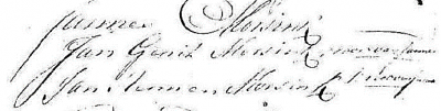 Register van naamsaanneming 1812 Jannes Morsink