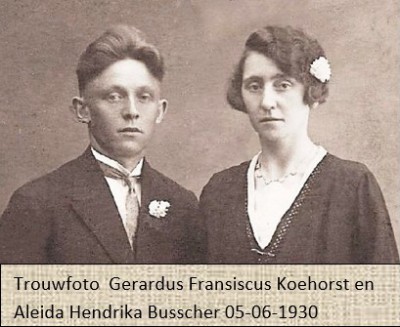 Trouwfoto Gerardus Fransiscus Koehorst en Aleida Hendrika Busscher 05-06-1930