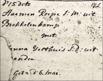 Trouwboek Ootmarsum 06-05-1787 Harmen Roepe en Janna Velthuis 