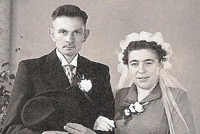 Trouwfoto Johan Haamberg en Marie Kleissen Lattrop 1953