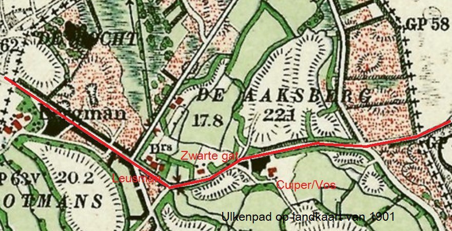 Ulkenpad op landkaart van 1901