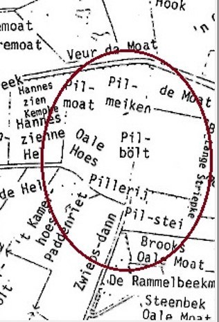 Veldnamenkaart omgeving Pilplaatsje in de Rammelbeekmaten Lattrop