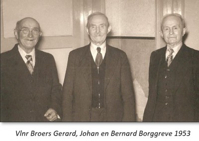Vlnr Broers Gerard, Johan en Bernard Borggreve 1953